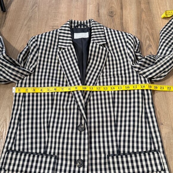 Everlane Oversized Gingham Blazer Plaid Biege Business Office Tencel Cotton 2 - Picture 10 of 11